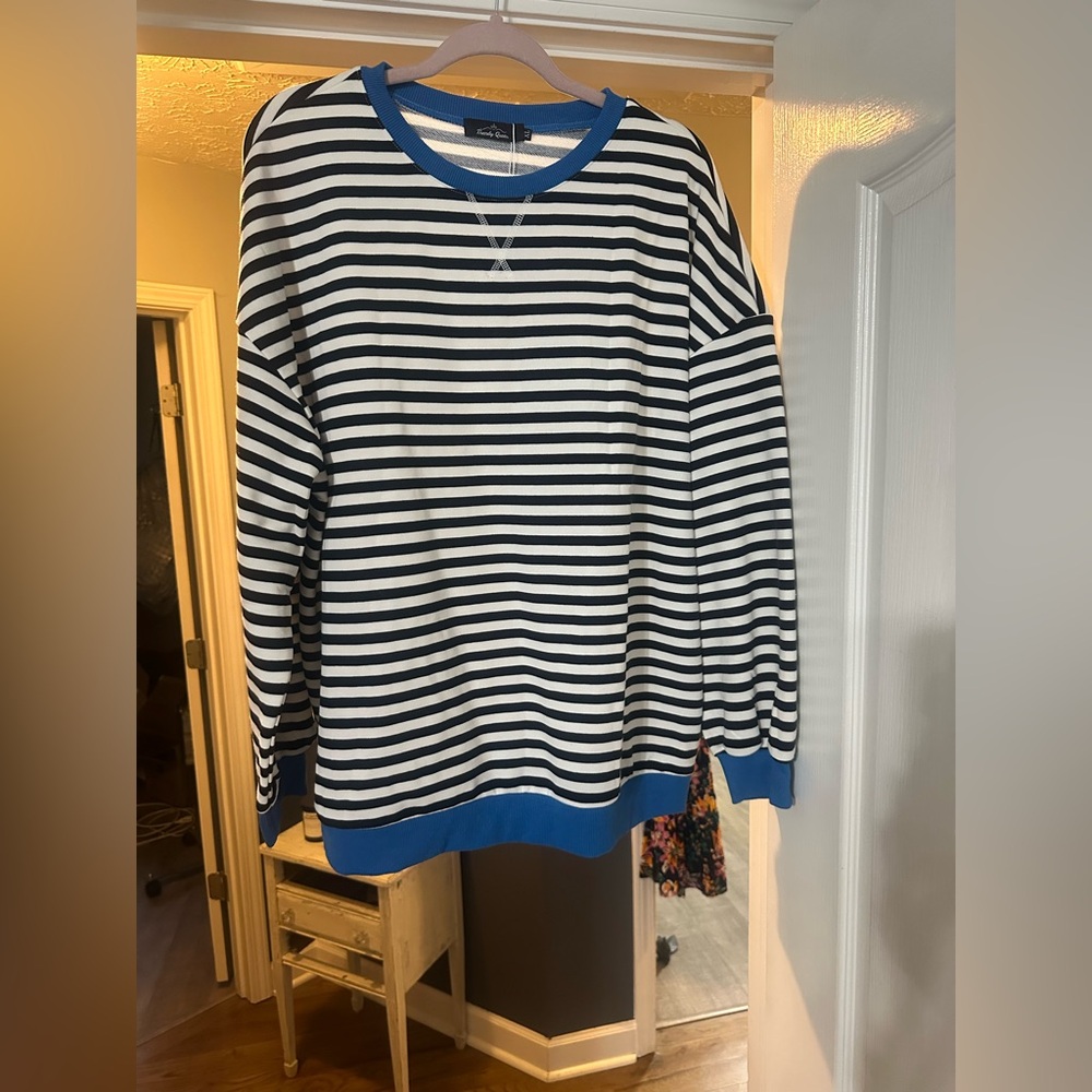 NWT! Blue and White Striped Sweatshirt